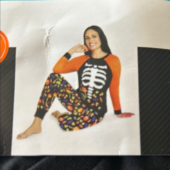 Other - Halloween Skeleton Pajama Set - Orange and Black